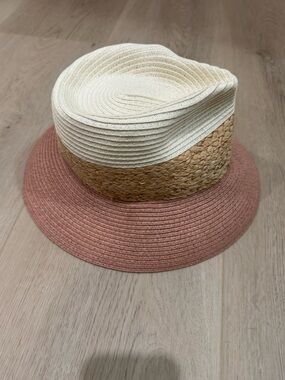 H&M Three-Tone Straw Bucket Hat - Cream, Natural, Dusty Rose